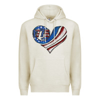 Oatmeal Heather american flag heart Premium Hoodie - Jasminsmagicworld