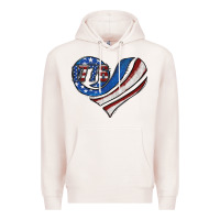 Pale Pink american flag heart Premium Hoodie - Jasminsmagicworld