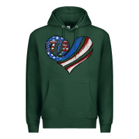 Sports Green american flag heart Premium Hoodie - Jasminsmagicworld