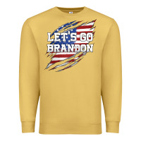 Antique Gold Let's Go Brandon Ripped Cloth with American Flag Premium Sweatshirt - Jasminsmagicworld