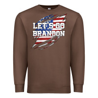 Chestnut Let's Go Brandon Ripped Cloth with American Flag Premium Sweatshirt - Jasminsmagicworld