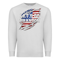 Dove Grey Let's Go Brandon Ripped Cloth with American Flag Premium Sweatshirt - Jasminsmagicworld