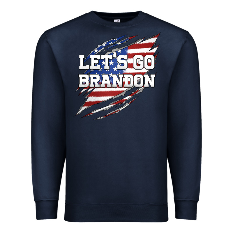 Let's Go Brandon Ripped Cloth With American Flag Premium Sweatshirt by Jasminsmagicworld | Teevron