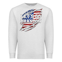 Oatmeal Heather Let's Go Brandon Ripped Cloth with American Flag Premium Sweatshirt - Jasminsmagicworld