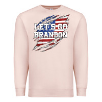 Pale Pink Let's Go Brandon Ripped Cloth with American Flag Premium Sweatshirt - Jasminsmagicworld