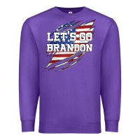 Purple Let's Go Brandon Ripped Cloth with American Flag Premium Sweatshirt - Jasminsmagicworld