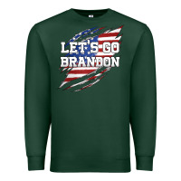 Sports Green Let's Go Brandon Ripped Cloth with American Flag Premium Sweatshirt - Jasminsmagicworld