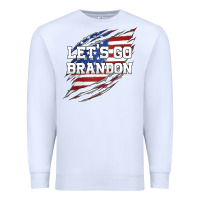 White Let's Go Brandon Ripped Cloth with American Flag Premium Sweatshirt - Jasminsmagicworld