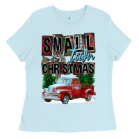 Baby Blue Small Town Christmas Ladies Tee - FaDigitalArtStudio