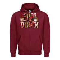 Burgundy three up three down baseball Zipper Hoodie - Jasminsmagicworld