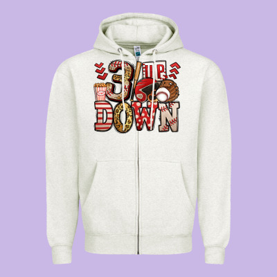 Three Up Three Down Baseball Zipper Hoodie Designed By Jasminsmagicworld