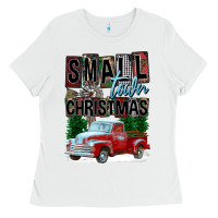 White Small Town Christmas Ladies Tee - FaDigitalArtStudio