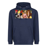 Navy Farm animals with aztec Heavyweight Hoodie - RanaPortraitStore