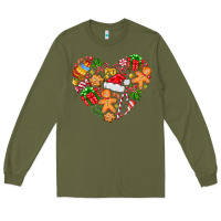 Army Green love Christmas  heart Long Sleeve Tee - CowhideDigitalArt