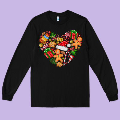 Love Christmas  Heart Long Sleeve Tee Designed By Cowhidedigitalart