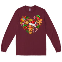 Burgundy love Christmas  heart Long Sleeve Tee - CowhideDigitalArt