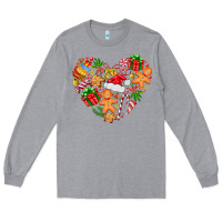 Heather Grey love Christmas  heart Long Sleeve Tee - CowhideDigitalArt