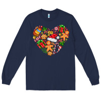 Navy love Christmas  heart Long Sleeve Tee - CowhideDigitalArt