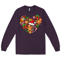 Plum love Christmas  heart Long Sleeve Tee - CowhideDigitalArt
