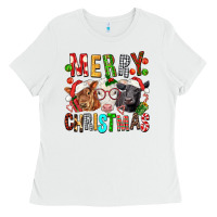 White Merry christmas calfs Ladies Tee - FaDigitalArtStudio