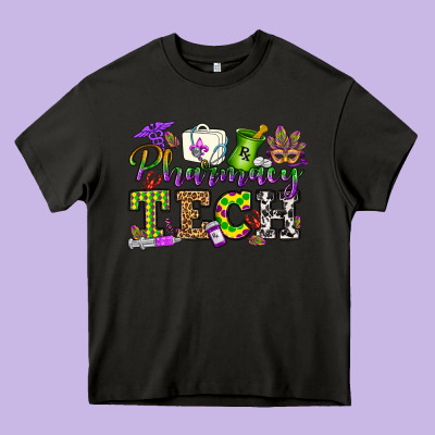 Mardi Gras Pharmacy Tech Heavy Core Tee Designed By Oliviacreatesart