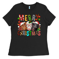Black Merry christmas calfs Ladies Tee - FaDigitalArtStudio