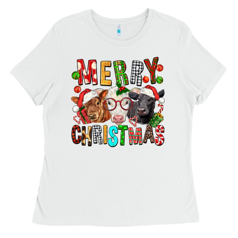 Merry Christmas Calfs Ladies Tee by FaDigitalArtStudio | Teevron
