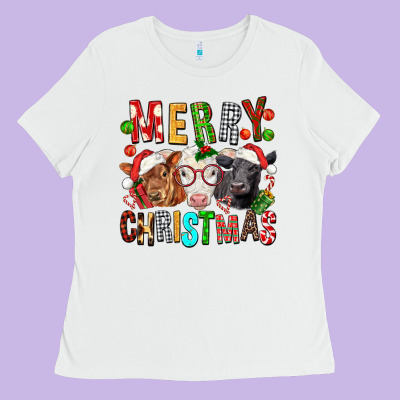 Merry Christmas Calfs Ladies Tee Designed By Fadigitalartstudio