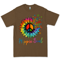 Cacao daisy peace sign hippie soul retro hippie flower lovers t shirt Premium Tee - baoMotion