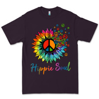 Plum daisy peace sign hippie soul retro hippie flower lovers t shirt Premium Tee - baoMotion