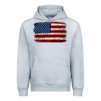 Heather Grey Distressed American Flag Urban Hoodie - Jasminsmagicworld