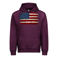 Mauve Wine Distressed American Flag Urban Hoodie - Jasminsmagicworld