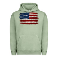 Pigment Oil Green Distressed American Flag Urban Hoodie - Jasminsmagicworld