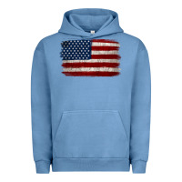 Pigment Pebble Blue Distressed American Flag Urban Hoodie - Jasminsmagicworld