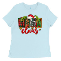 Baby Blue Christmas mama Claus Ladies Tee - FaDigitalArtStudio