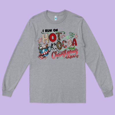 I Run Hot Cocoa And Christmas Cheer Long Sleeve Tee Designed By Cowhidedigitalart