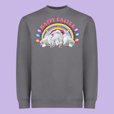 Happy Easter Bunny Tails Heavyweight Sweatshirt Designed By Ranaportraitstore