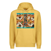 Antique Gold texas sunflower cactus cowhide Premium Hoodie - Artiststas