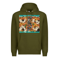 Army Green texas sunflower cactus cowhide Premium Hoodie - Artiststas
