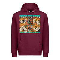 Burgundy texas sunflower cactus cowhide Premium Hoodie - Artiststas