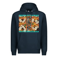 Navy texas sunflower cactus cowhide Premium Hoodie - Artiststas