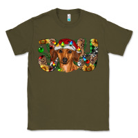 Army Green dachshund christmas joy Classic Tee - RanaPortraitStore