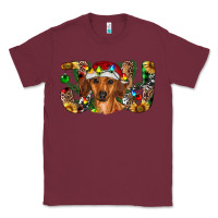 Burgundy dachshund christmas joy Classic Tee - RanaPortraitStore