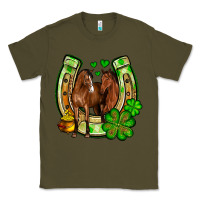 Army Green St. Patrick's Day horse horseshoe Classic Tee - OliviaCreatesArt