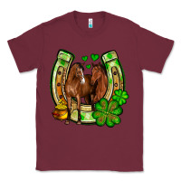 Burgundy St. Patrick's Day horse horseshoe Classic Tee - OliviaCreatesArt
