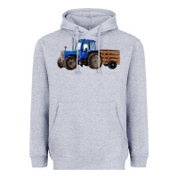 Heather Grey Farm Tractor Heavyweight Hoodie - RanaPortraitStore