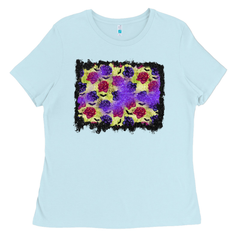 Halloween Bat And Roses Background Ladies Tee by BundleAndBundleShop | Teevron