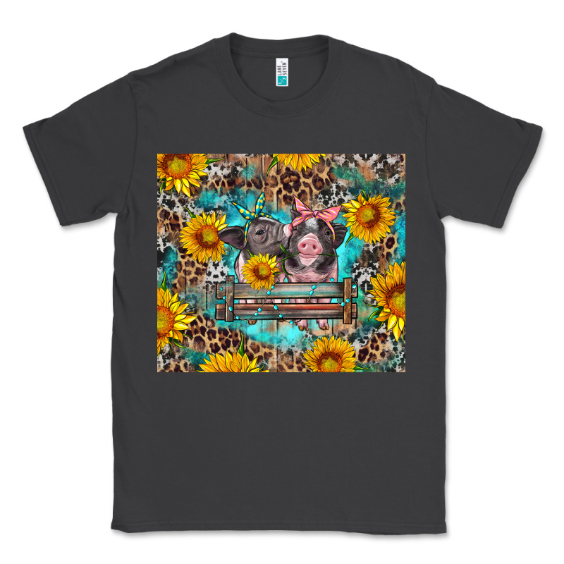 Baby Pigs With Leopard Cowhide And Sunflowers Classic Tee by Artiststas | Teevron