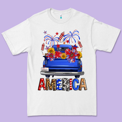 Western Fourth Of July America Truck Premium Tee Designed By Fadigitalartstudio