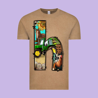 Farm Life Alphabet Lowercase Letters H Vintage Tee Designed By Bundleandbundleshop